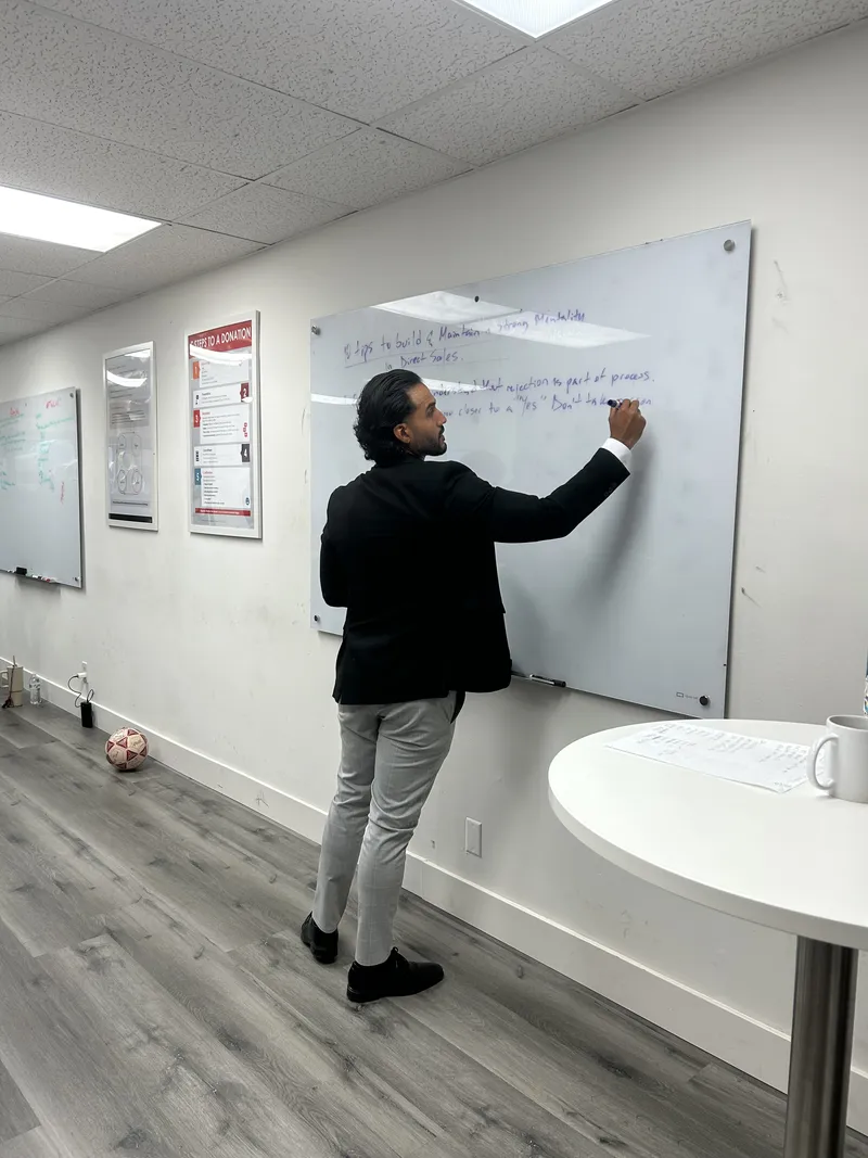 Leadership training session at the office whiteboard